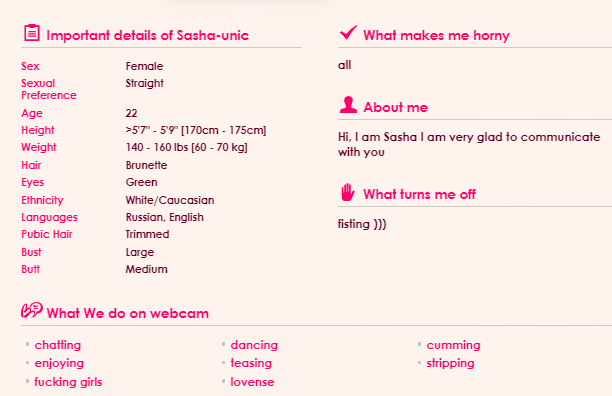 model profile on BongaCams